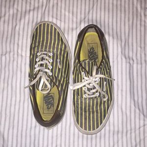 yellow and gray striped vans